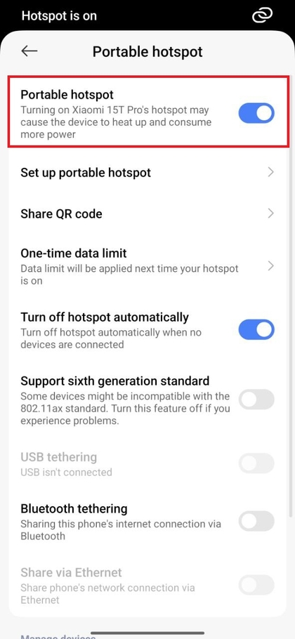Prebacite prekidač u položaj Uključeno