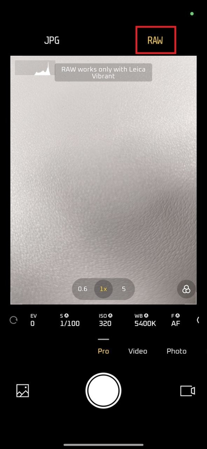 Opcija za promjenu formata fotografije u RAW na uređaju Xiaomi 15T