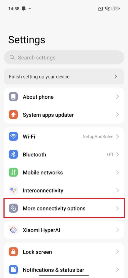 Menu de configura&ccedil;&otilde;es mostrando mais op&ccedil;&otilde;es no Xiaomi 15T
