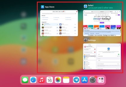 Prikaz prebacivača aplikacija na iPadu 10. generacije