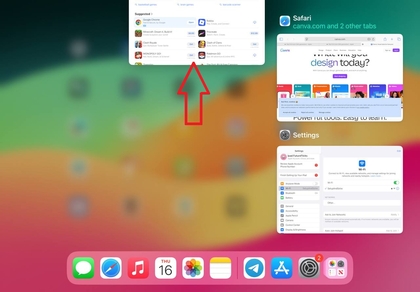 Zatvorite aplikaciju povlačenjem prema gore na iPadu 10. generacije