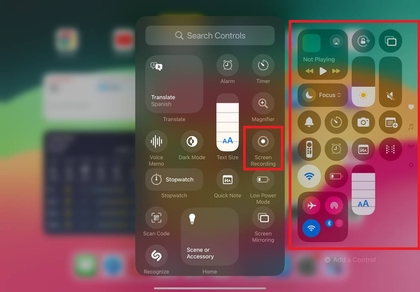 Opsi Perekaman Layar di pengaturan