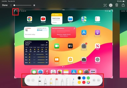 Mengedit tangkapan layar di iPad Generasi ke-10