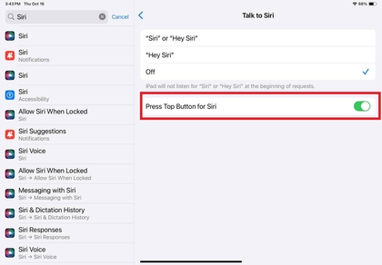 Aktifkan Siri dengan menekan tombol