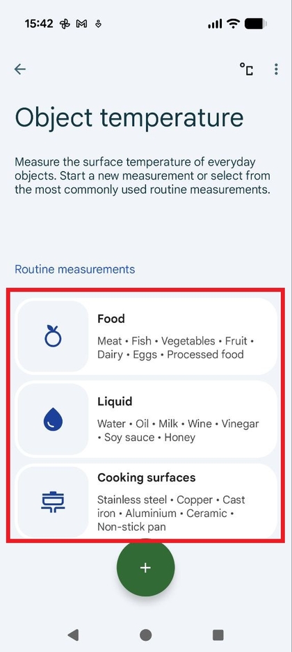 Ekraan, mis n&auml;itab objektide kategooriaid nagu toit, vedelik ja k&uuml;psetuspinnad