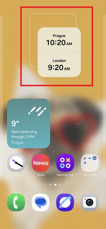 Positionnement du Dual Clock Widget