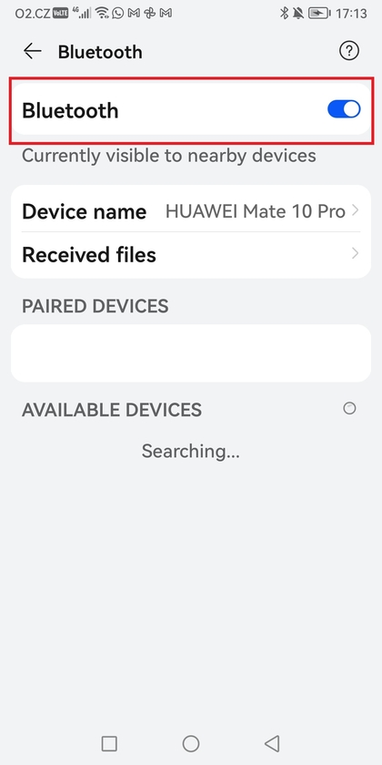 Bluetooth auf dem Android-Telefon aktiviert