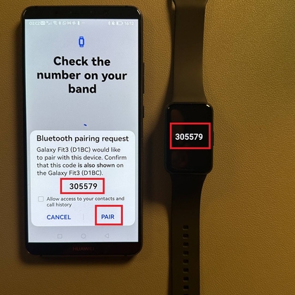 Code auf dem Samsung Galaxy Fit 3