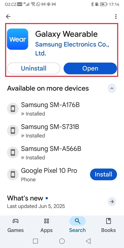 Galaxy Wearable App im Google Play Store