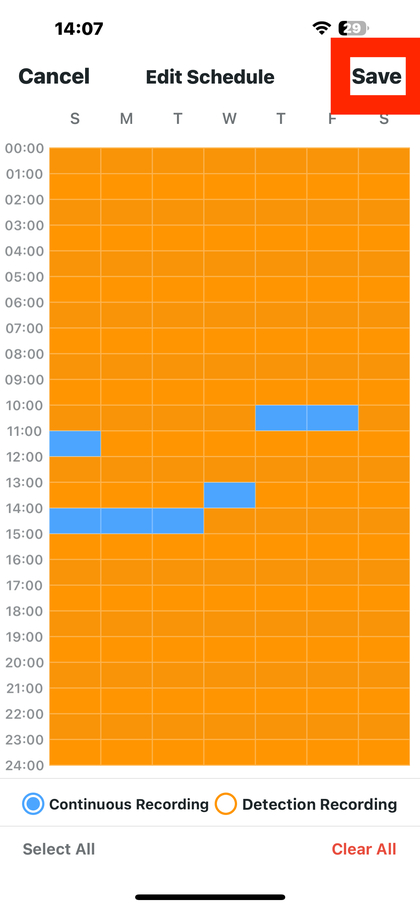 Salvar altera&ccedil;&otilde;es na programa&ccedil;&atilde;o de grava&ccedil;&atilde;o