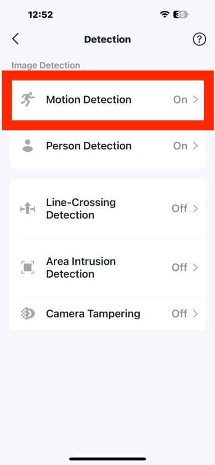 Nastavitve zaznavanja gibanja v aplikaciji Tapo