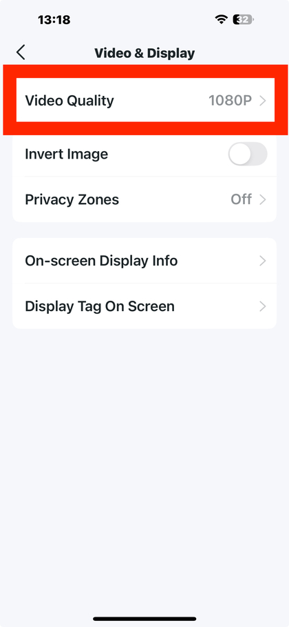 Tapo uygulamasındaki video kalitesi se&ccedil;enekleri