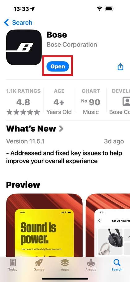 Aplicația Bose &icirc;n Magazinul de aplicații Apple