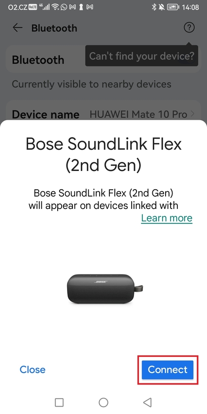 Vyberte Bose SoundLink Flex II ze seznamu zař&iacute;zen&iacute;