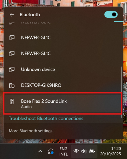 Pengaturan menu Bluetooth