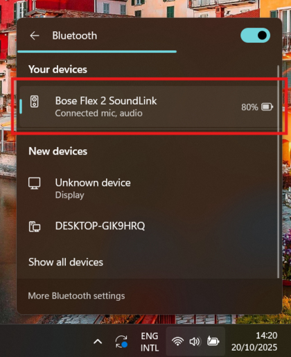 Notifikasi koneksi berhasil di laptop