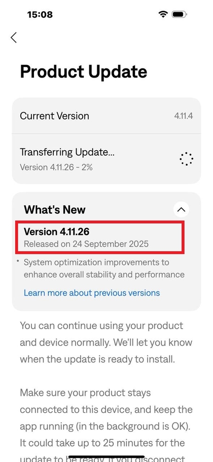 Firmwareversjonsinformasjon