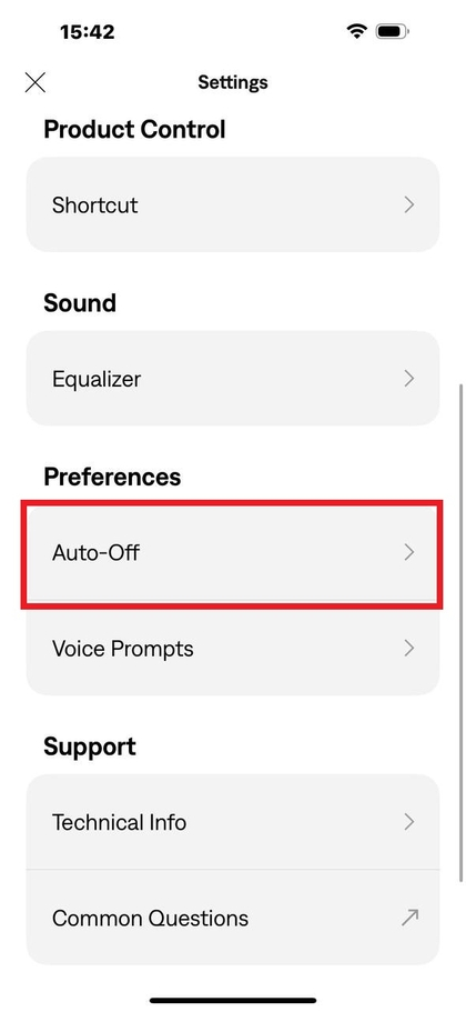 Nastavitve časovnika za samodejni izklop v aplikaciji Bose