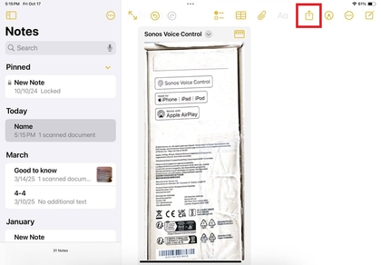 Ikona dijeljenja na iPadu