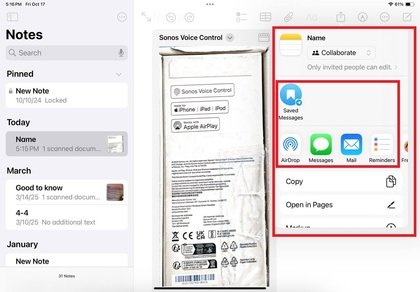 Opcije dijeljenja na iPadu