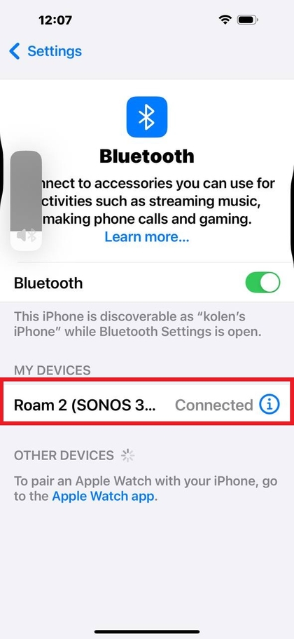 Sonos Roam 2 listado como conectado