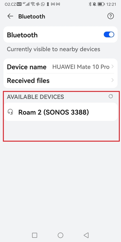Sonos Roam 2 i Bluetooth tilgjengelige enheter for tilkobling