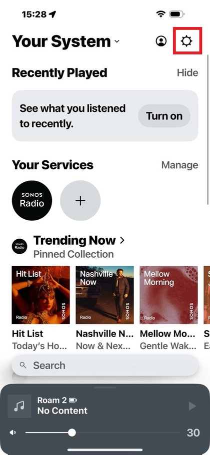 Kiolesura cha programu ya Sonos
