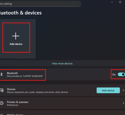 Option des param&egrave;tres Bluetooth