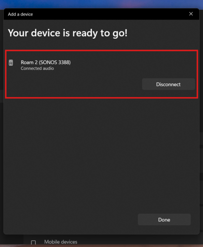 Sonos Roam 2 d&eacute;couvert dans la liste Bluetooth