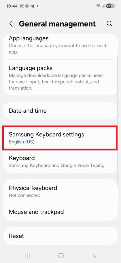 Op&ccedil;&atilde;o de idioma e entrada nas defini&ccedil;&otilde;es