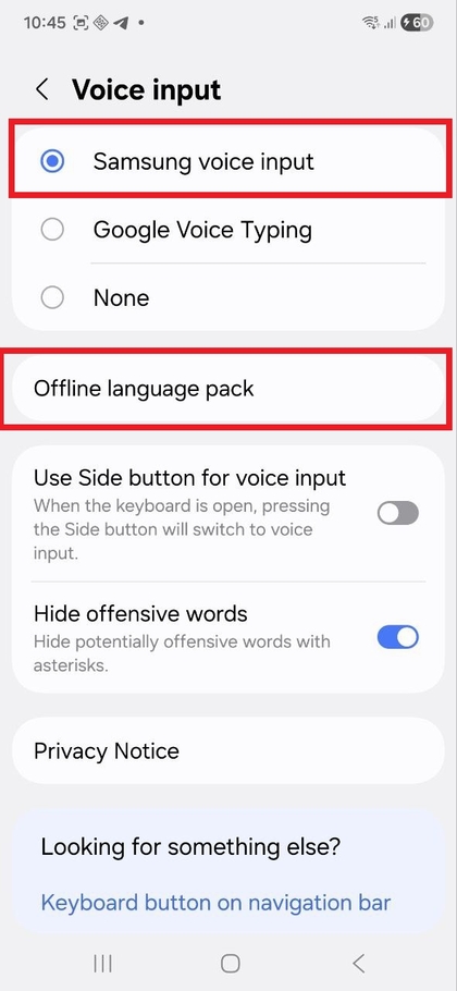 Op&ccedil;&otilde;es de download de pacotes de idiomas offline