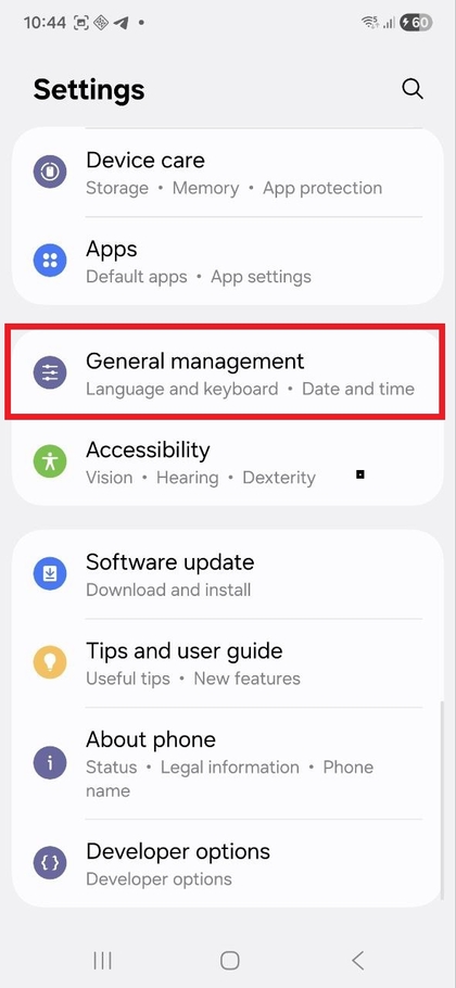 Op&ccedil;&atilde;o de defini&ccedil;&otilde;es do teclado Samsung no Galaxy S25 FE