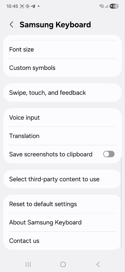 Op&ccedil;&otilde;es de entrada de voz no teclado Samsung