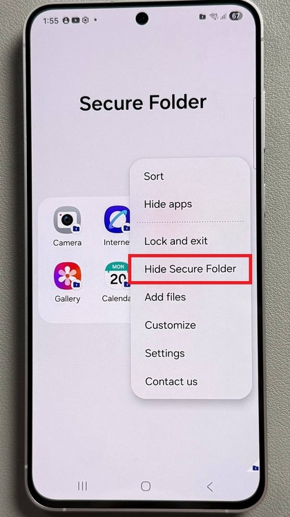 Skrivanje Varne mape z zaslona aplikacij