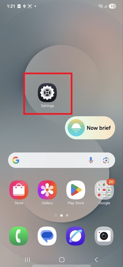 Ikona Nastavitve na Samsung Galaxy S25 FE