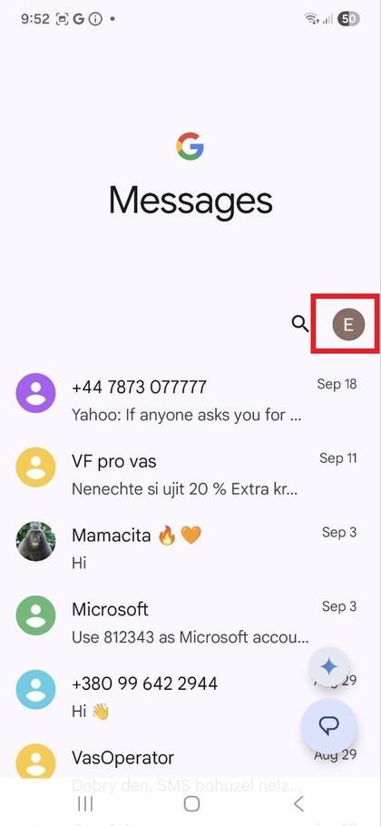 Ikon profil di aplikasi Pesan
