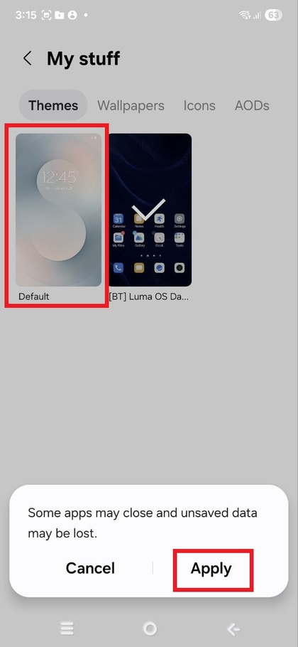 Selecionar tema predefinido