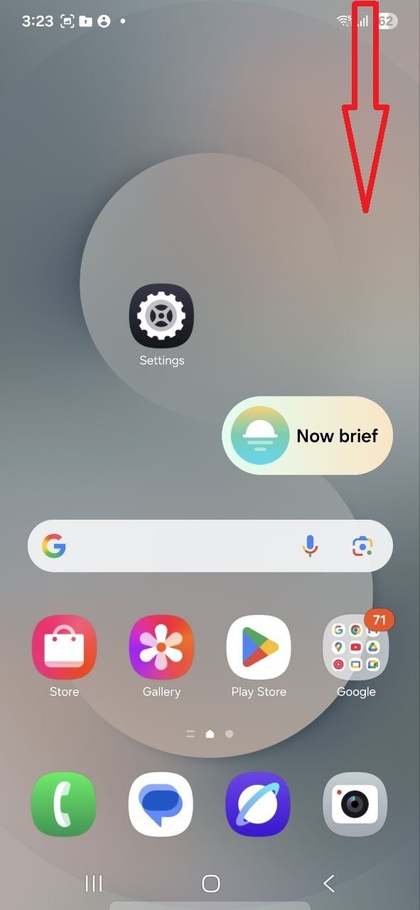 Swipe down gesture to access quick settings