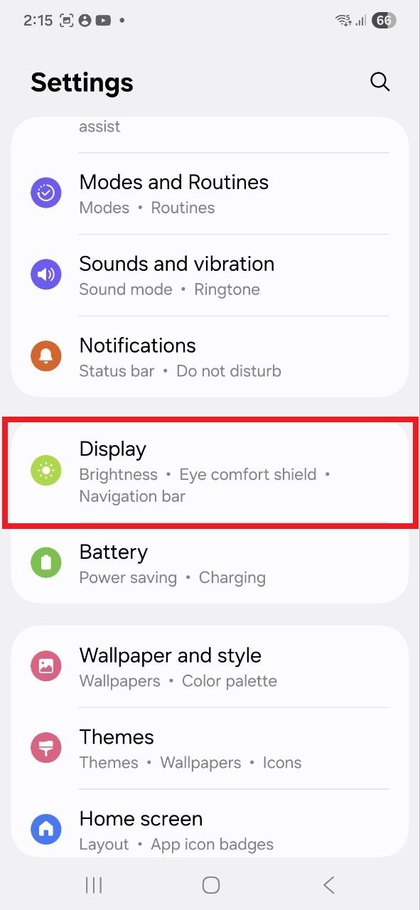 F&aring; tilgang til skjerminnstillinger p&aring; Samsung Galaxy S25 FE
