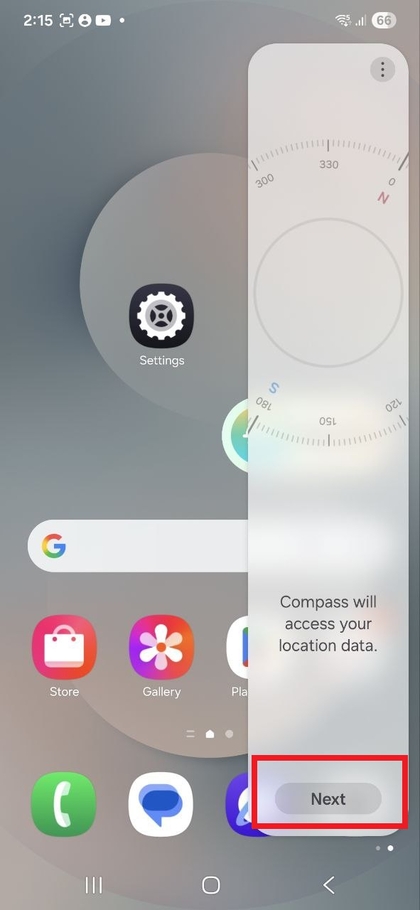 F&aring; tilgang til kompasset via kantpaneler