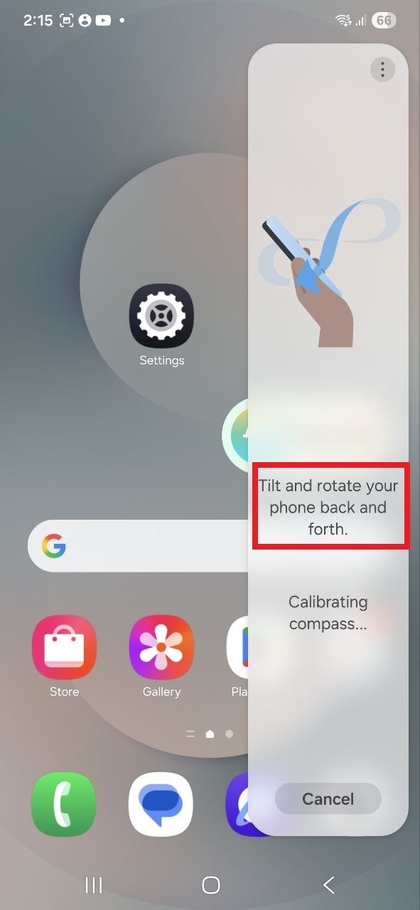 Kompassvisning med stedsdetaljer