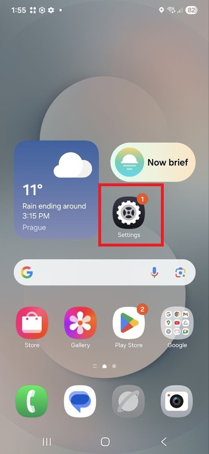 &Iacute;cone de defini&ccedil;&otilde;es do Samsung Galaxy S25 FE