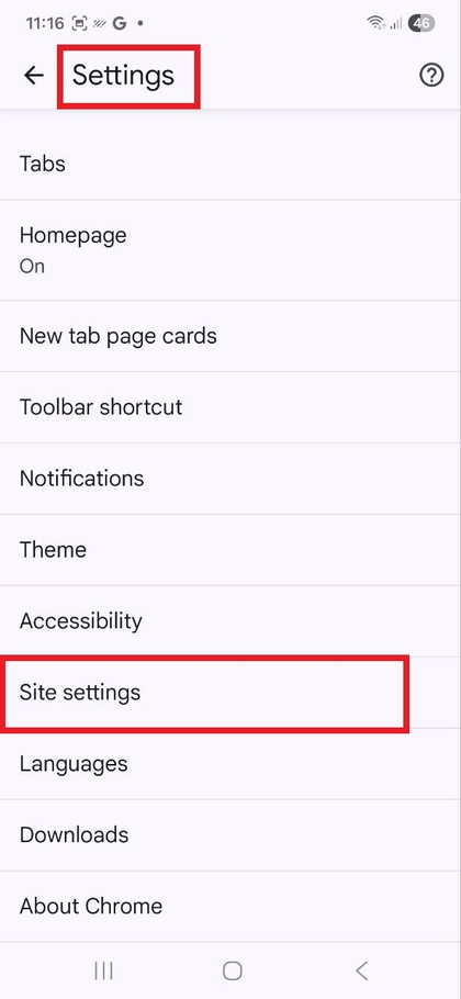 Accedi alle Impostazioni del Browser