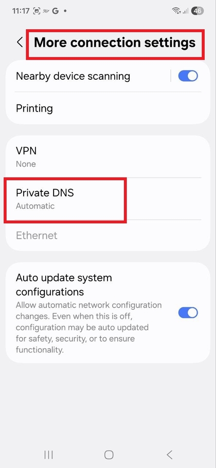 Configura DNS Privato