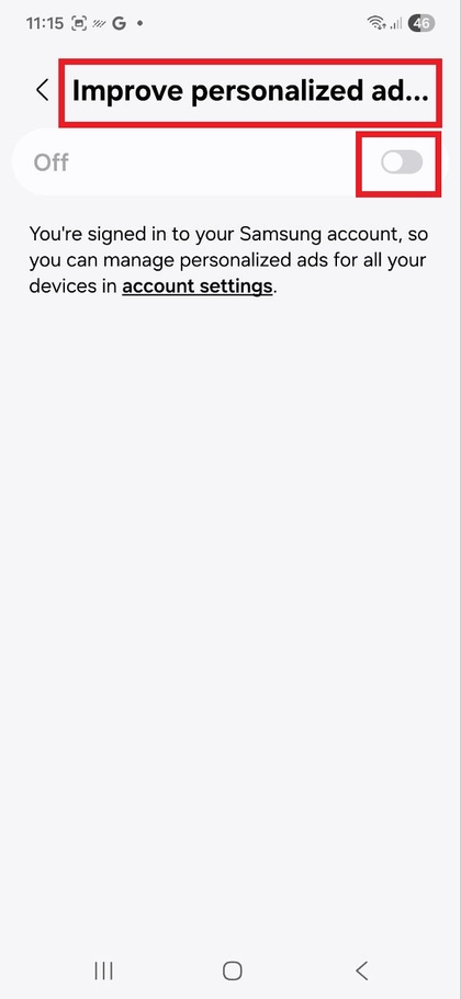 Disattiva Migliora la Pubblicit&agrave; Personalizzata