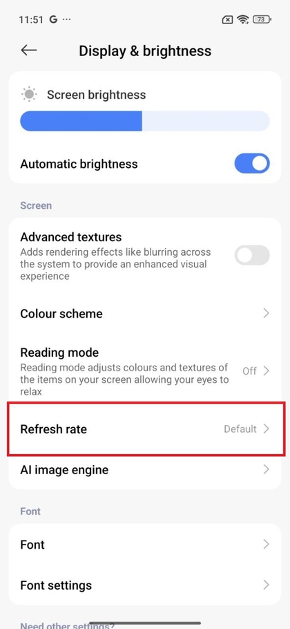 Menu Frequenza di Aggiornamento su Xiaomi 15T Pro