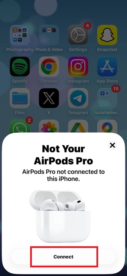 AirPods i&ccedil;in iPhone ekranında Bağlan d&uuml;ğmesi