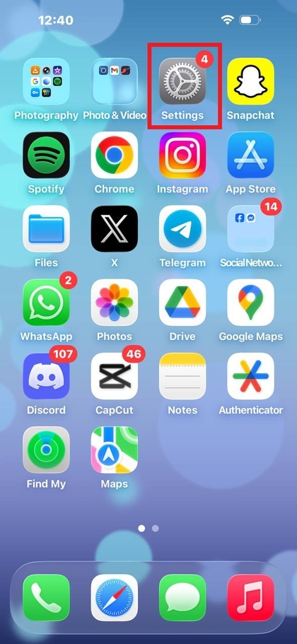 iPhone'da Ayarlar uygulama simgesi