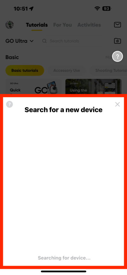 Connection progress displayed in app