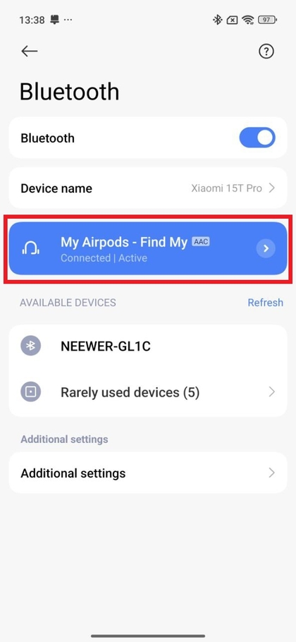 Forbundne AirPods Pro p&aring; Android